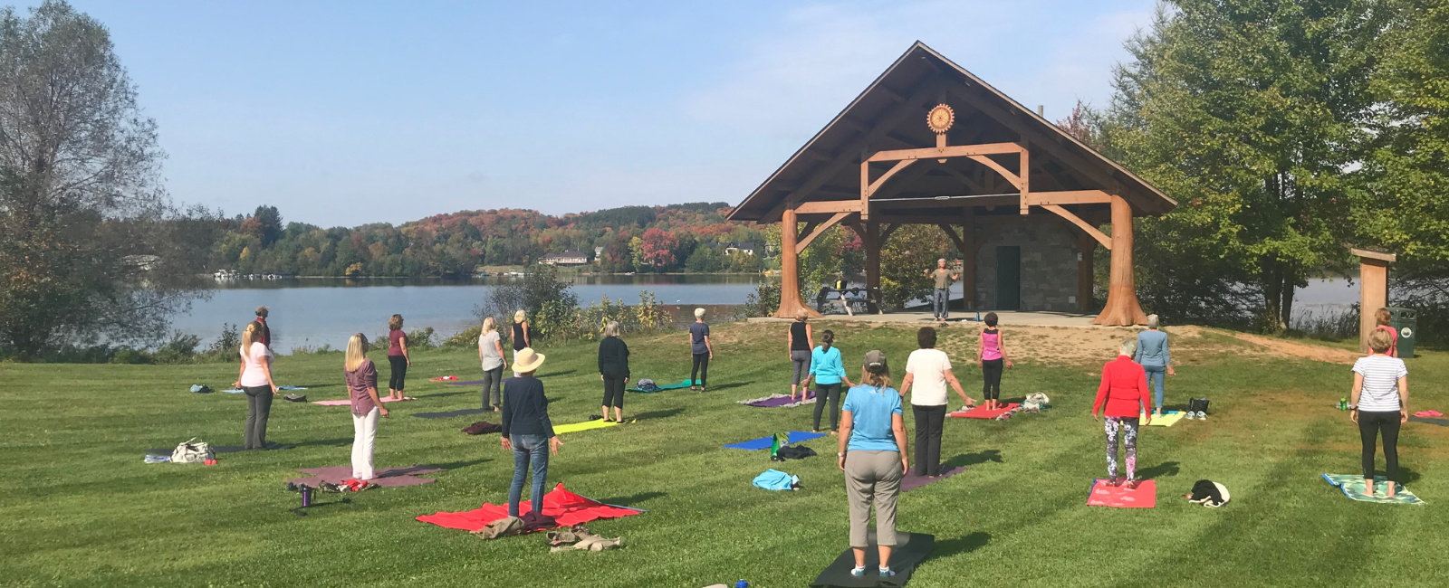 Yoga at the band shell.